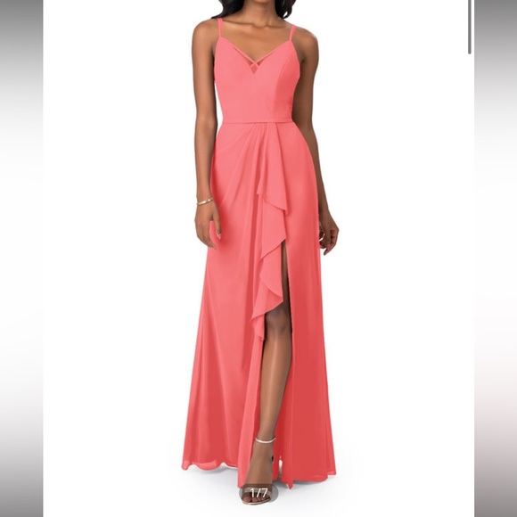 NEW Azazie Ellia Pink Dress A-Line A14 Flamingo Pink Color NWT Backless Gorgeous - Picture 4 of 7
